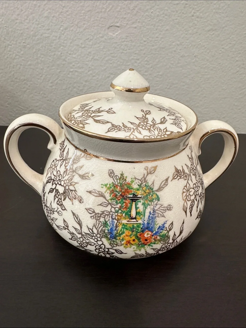 Vintage Rare Gibsons England Floral Victorian Lady Tea Set White Yellow Blue